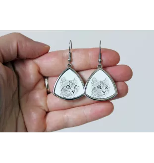 Amerikanisch Kurzhaar - Katzenohrringe, hängende Ohrringe mit Bild, personalisierter Schmuck mit dem Aufdruck der Marke Art-Dog