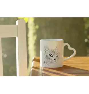 Américain à poil court - tasse avec un chat, une tasse adorable avec une anse en forme de cœur, un cadeau universel de la marque Art-Dog