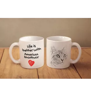 Américain à poil court - tasse avec un chat, tasse avec une photo, cadeau personnalisé de la marque Art-Dog