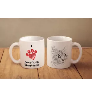 American Shorthair - cup with a cat, cute cup with graphics, a gift with your photo from the Art-Dog brand