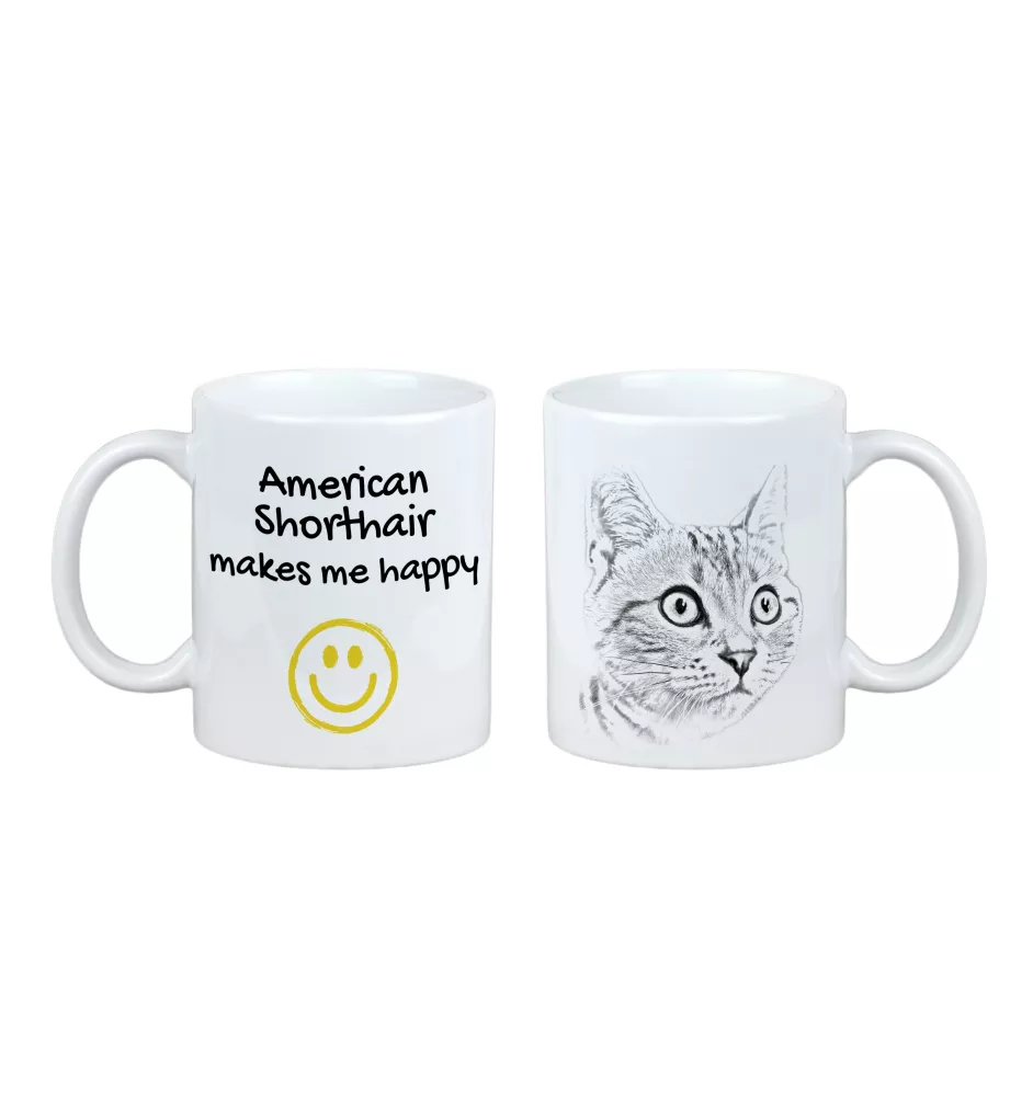 Américain à poil court - tasse avec un chat, une tasse joyeuse pour les amoureux des chiens, un cadeau personnalisé de la marque Art-Dog