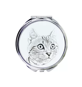 Amerikanisch Kurzhaar - Taschenspiegel mit Katze, personalisierter Taschenspiegel, kompakter Spiegel mit Art-Dog-Logo