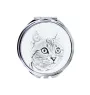 American Shorthair - pocket mirror with a cat, personalized mirror for a purse, compact mirror with Art-Dog brand print