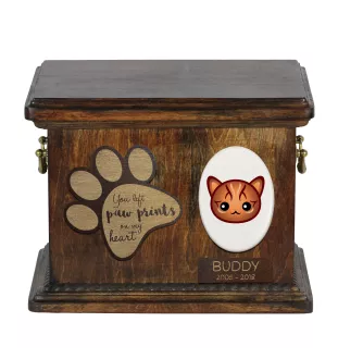Bengalisch Katzenascheurne, personalisierte Urne mit Gravur, Erinnerungsbox für Katzenasche von der Marke Art-Dog
