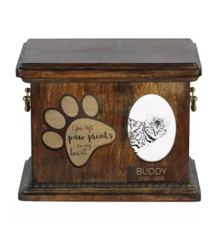 Bengalisch - Eine Urne für die Asche einer Katze, eine Urne für eine Katze mit Foto, eine personalisierte Katzenasche-Box der Marke Art-Dog.