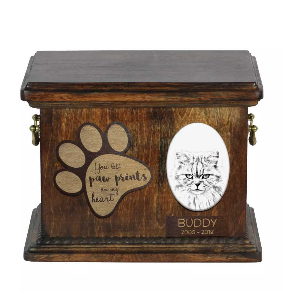 British Longhair - urn for cat ashes, urn for cat with photo, personalized cat ashes box by Art-Dog brand