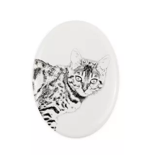 Bengal - commemorative plaque with a cat photo, tombstone with a print, personalized oval plaque from the Art-Dog brand