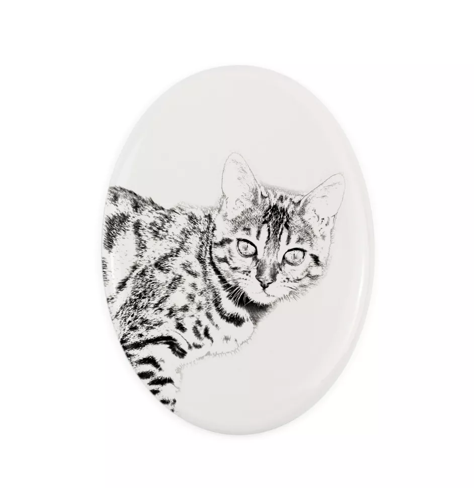 Bengal - commemorative plaque with a cat photo, tombstone with a print, personalized oval plaque from the Art-Dog brand