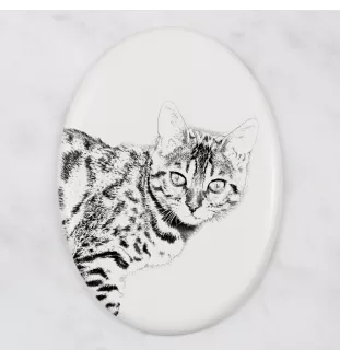 Bengal - une plaque commémorative avec une photo de chat, une plaque funéraire avec une impression, une plaque ovale personnalisée de la marque Art-Dog