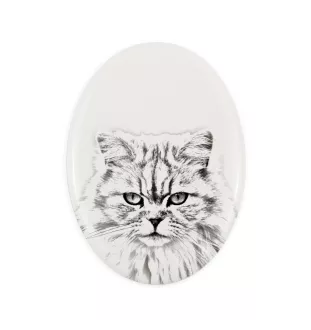 Britisch Langhaar - Gedenktafel mit einem Foto einer Katze, Grabplatte mit Druck, personalisierte ovale Platte der Marke Art-Dog