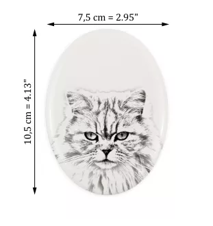British Longhair - commemorative plaque with a cat photo, tombstone with a print, personalized oval plaque from the Art-Dog brand