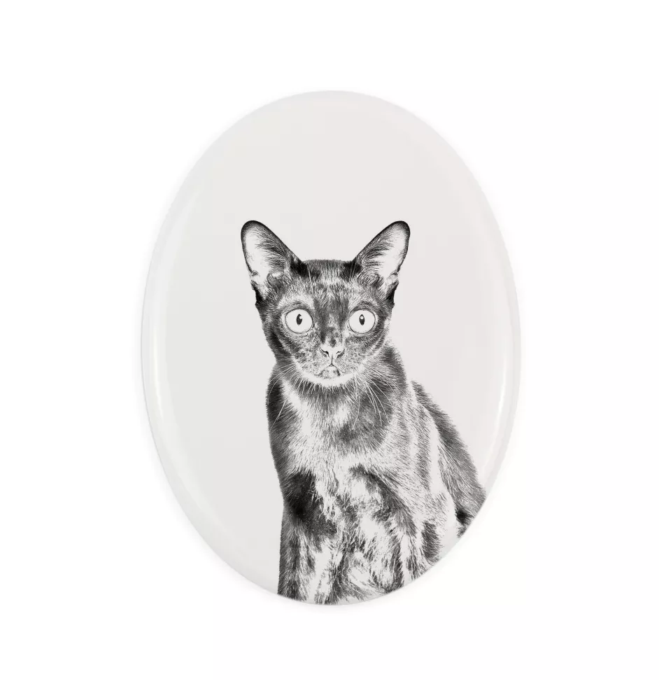 Bombay-Katze - Gedenktafel mit einem Foto einer Katze, Grabplatte mit Druck, personalisierte ovale Platte der Marke Art-Dog