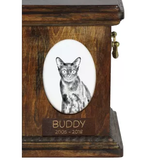 Bombay Cat - commemorative plaque with a cat photo, tombstone with a print, personalized oval plaque from the Art-Dog brand
