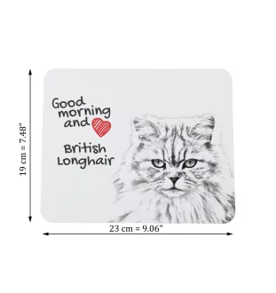 British Longhair - mouse pad with print, personalized cat pad, unique gadget for an office worker from the Art-Dog brand