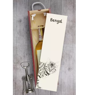 Bengal - boîte à vin avec un chat, boîte à alcool avec une illustration, boîte personnalisée pour cadeau de la marque Art-Dog