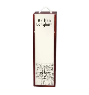 British Longhair - wine box with a cat, alcohol box with graphics, personalized gift box from the Art-Dog brand