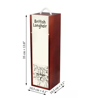 British Longhair - wine box with a cat, alcohol box with graphics, personalized gift box from the Art-Dog brand