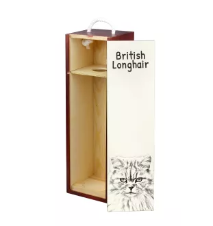 British Longhair - wine box with a cat, alcohol box with graphics, personalized gift box from the Art-Dog brand