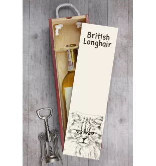 Britisch Langhaar - Weinbox mit Katze, Alkoholbox mit Grafik, personalisierte Geschenkbox der Marke Art-Dog