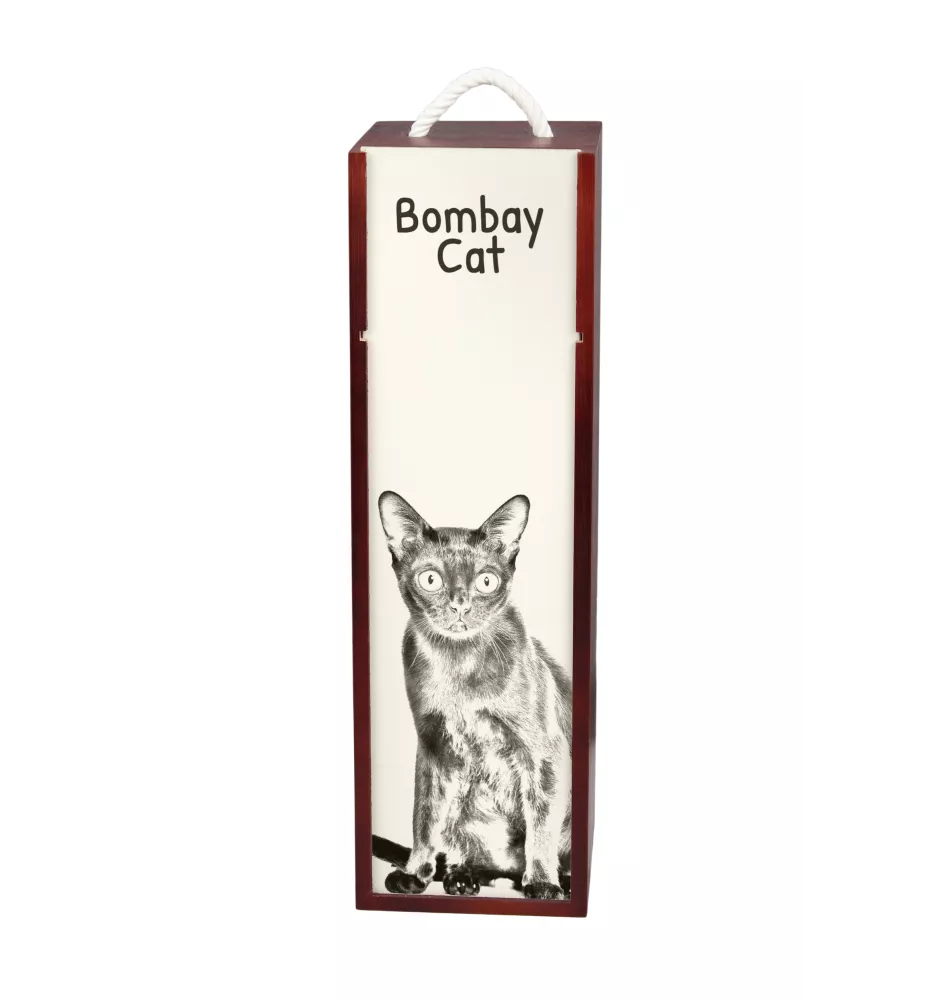 Chat de Bombay - boîte à vin avec un chat, boîte à alcool avec une illustration, boîte personnalisée pour cadeau de la marque Art-Dog