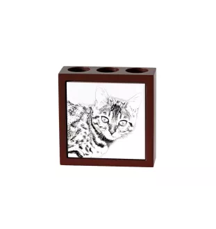Bengal - pen holder with a cat, desk organizer with a print, personalized desk decoration by Art-Dog brand