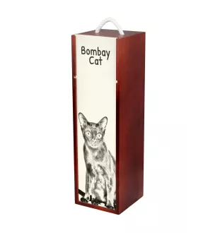 Chat de Bombay - boîte à vin avec un chat, boîte à alcool avec une illustration, boîte personnalisée pour cadeau de la marque Art-Dog