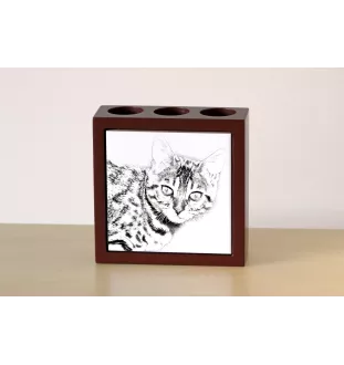 Bengal - pen holder with a cat, desk organizer with a print, personalized desk decoration by Art-Dog brand