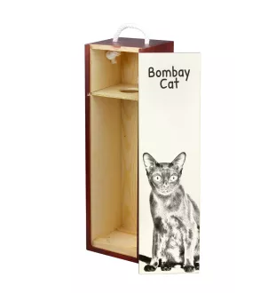 Bombay Cat - wine box with a cat, alcohol box with graphics, personalized gift box from the Art-Dog brand