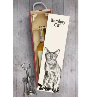 Chat de Bombay - boîte à vin avec un chat, boîte à alcool avec une illustration, boîte personnalisée pour cadeau de la marque Art-Dog