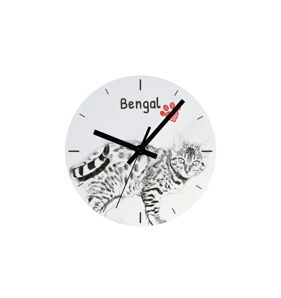 Bengal - wall clock with a cat, shelf clock with a print, personalized home decoration from the Art-Dog brand