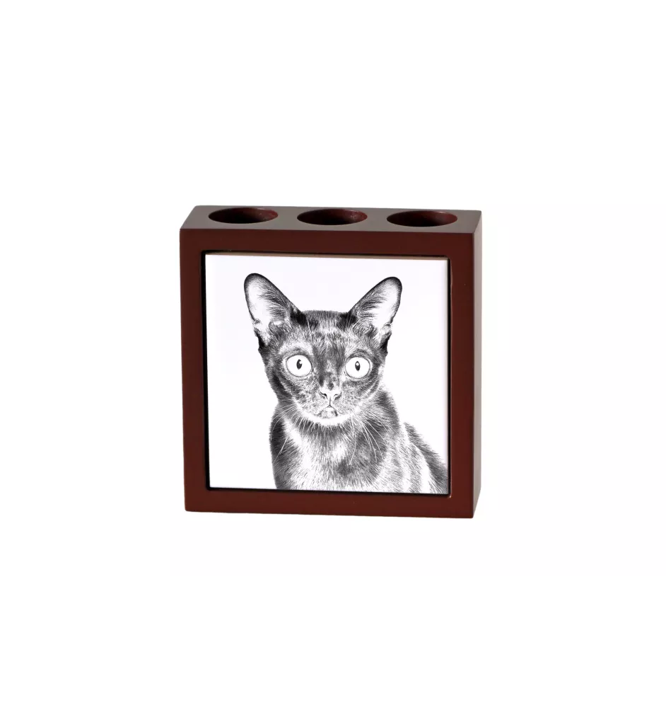Chat de Bombay - porte-stylo avec un chat, organiseur de bureau avec impression, décoration de bureau personnalisée de la marque Art-Dog