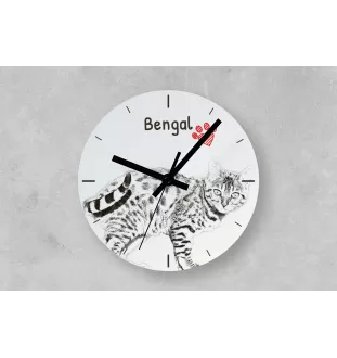 Bengal - wall clock with a cat, shelf clock with a print, personalized home decoration from the Art-Dog brand