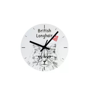 Britisch Langhaar - Wanduhr mit Katze, Regal Uhr mit Druck, personalisierte Hausdekoration von Art-Dog.