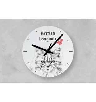 Britisch Langhaar - Wanduhr mit Katze, Regal Uhr mit Druck, personalisierte Hausdekoration von Art-Dog.