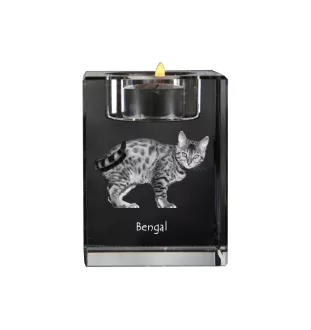 Bengalisch - Kerzenhalter mit Katzenfoto, Teelichthalter aus Kristall, personalisiertes Geschenk der Marke Art-Dog
