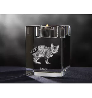 Bengalisch - Kerzenhalter mit Katzenfoto, Teelichthalter aus Kristall, personalisiertes Geschenk der Marke Art-Dog