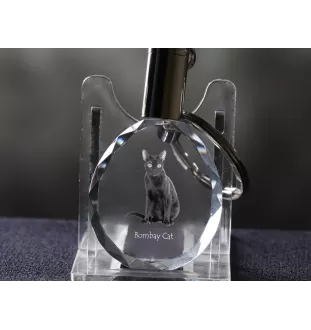 Bombay-Katze - Fob with cat photo, crystal key ring in gift box, unique gift by Art-Dog brand