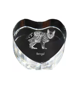 Bengal - une horloge en cristal avec une photo de chat, une horloge en forme de cœur pour étagère, une horloge debout personnalisée de la marque Art-Dog