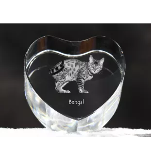 Bengalisch - Kristalluhr mit Katzenbild, Herzregal-Uhr, personalisierte Standuhr von Art-Dog.