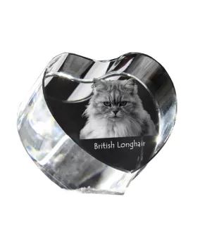 Britisch Langhaar - Kristalluhr mit Katzenbild, Herzregal-Uhr, personalisierte Standuhr von Art-Dog.