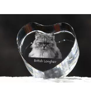 Britisch Langhaar - Kristalluhr mit Katzenbild, Herzregal-Uhr, personalisierte Standuhr von Art-Dog.