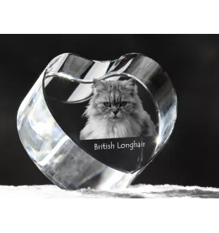 Britisch Langhaar - Kristalluhr mit Katzenbild, Herzregal-Uhr, personalisierte Standuhr von Art-Dog.