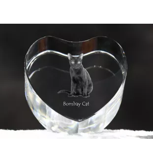 Bombay Cat - crystal clock with a picture of a cat, heart-shaped shelf clock, personalized standing clock by Art-Dog brand