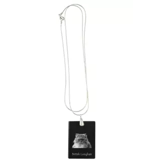 Britisch Langhaar - Crystal pendant with cat, silver necklace with photo, personalised pendant by Art-Dog brand