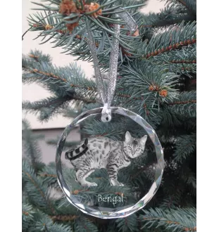 Bengal - boule de Noël en cristal avec une photo, photo d'un chat dans le cristal, décoration personnalisée pour sapin de Noël de la marque Art-Dog