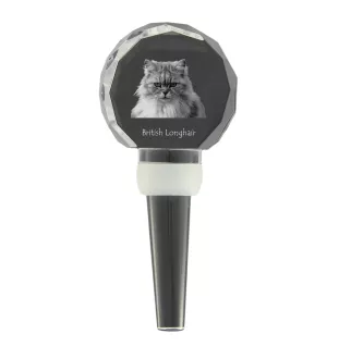 British Longhair - Bouchon de bouteille en cristal avec chat, bouchon de vin unique avec photo, cadeau personnalisé pour sommelier par la marque Art-Dog