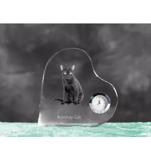 Bombay-Katze - Kristalluhr mit Katzenbild, Herzregal-Uhr, personalisierte Standuhr von Art-Dog.