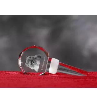 British Longhair - Crystal bottle stopper with cat, unique wine stopper with photo, personalised gift for sommelier by Art-Dog brand