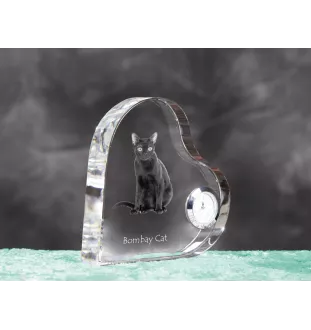 Bombay-Katze - Kristalluhr mit Katzenbild, Herzregal-Uhr, personalisierte Standuhr von Art-Dog.