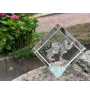 Bengalisch - Kristallwürfel mit Katzenbild, Pferdebild im Kristall, sechseckiger Papierclip von der Marke Art-Dog